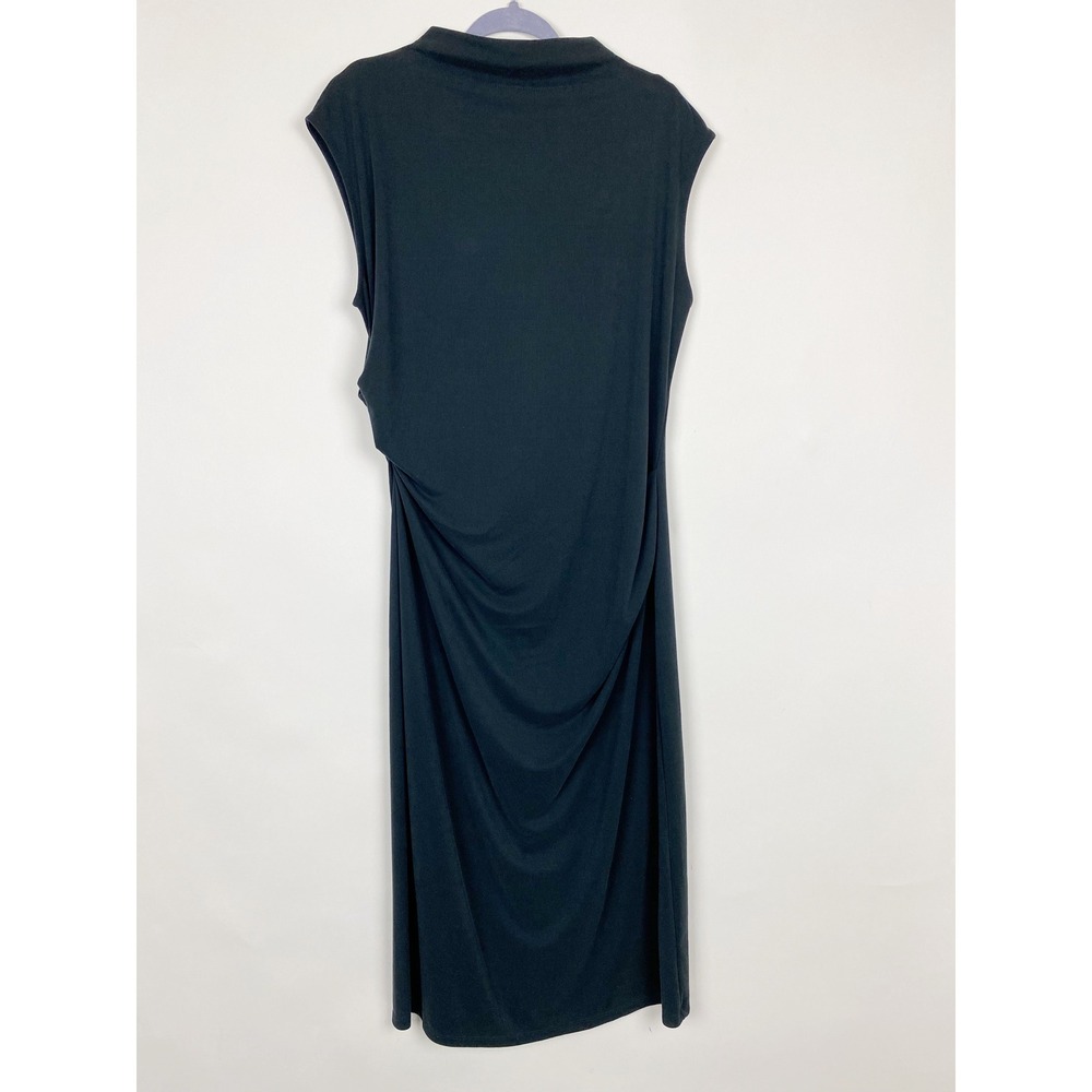 Old Navy Rib Knit Ruched Mock Neck Midi Dress Women XL Black Jack